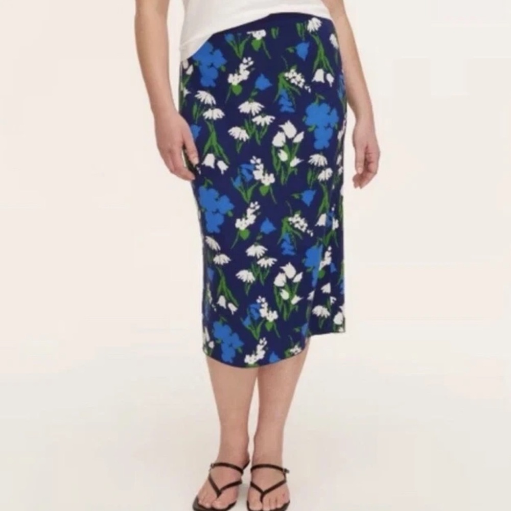 Kate Spade Blue Floral Midi Skirt